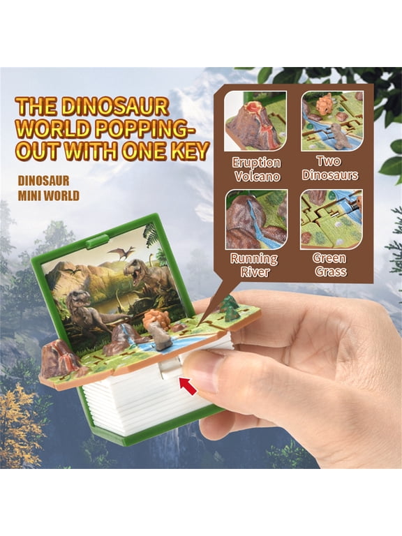 3d Book Dinosaur Keychain,Book Keychain 3D Keychain Pop-Up Dinosaurs Book Dinosaur World Keychain Folding Bomb-Explosion Book Pendant,Best Gift for Boys