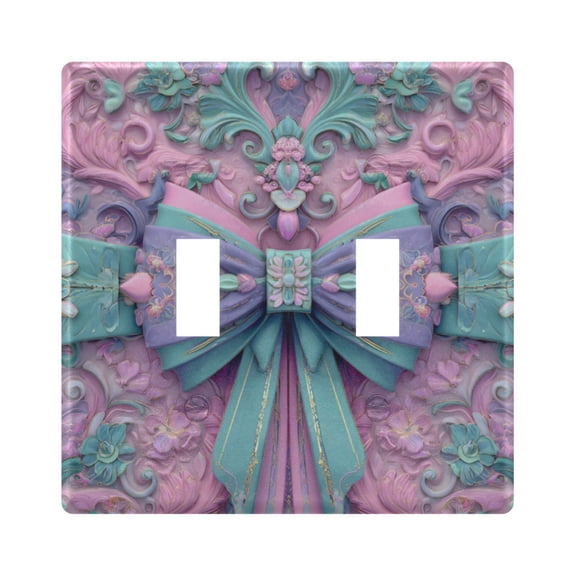 3d Bows Emboss Light Switch Cover Electrical Outlet Cover Replaceable Wall Plates 2-Gang