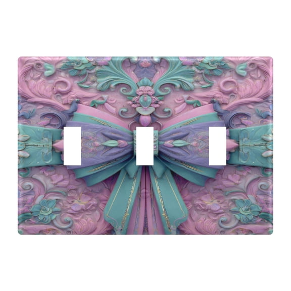 3d Bows Emboss Light Switch Cover Electrical Outlet Cover Replaceable Wall Plates 3-Gang