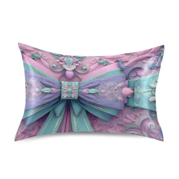 3d Bows Emboss Satin Pillowcase Envelope Design Pillow Covers 1 Pack Queen Size 20" x 30"