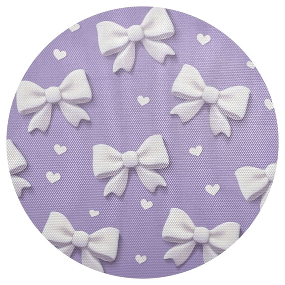 3d Bows Hearts Purple Background Valentine PVC Round Grid Placemat Table Mat 1 Pc 15.4" x 15.4"