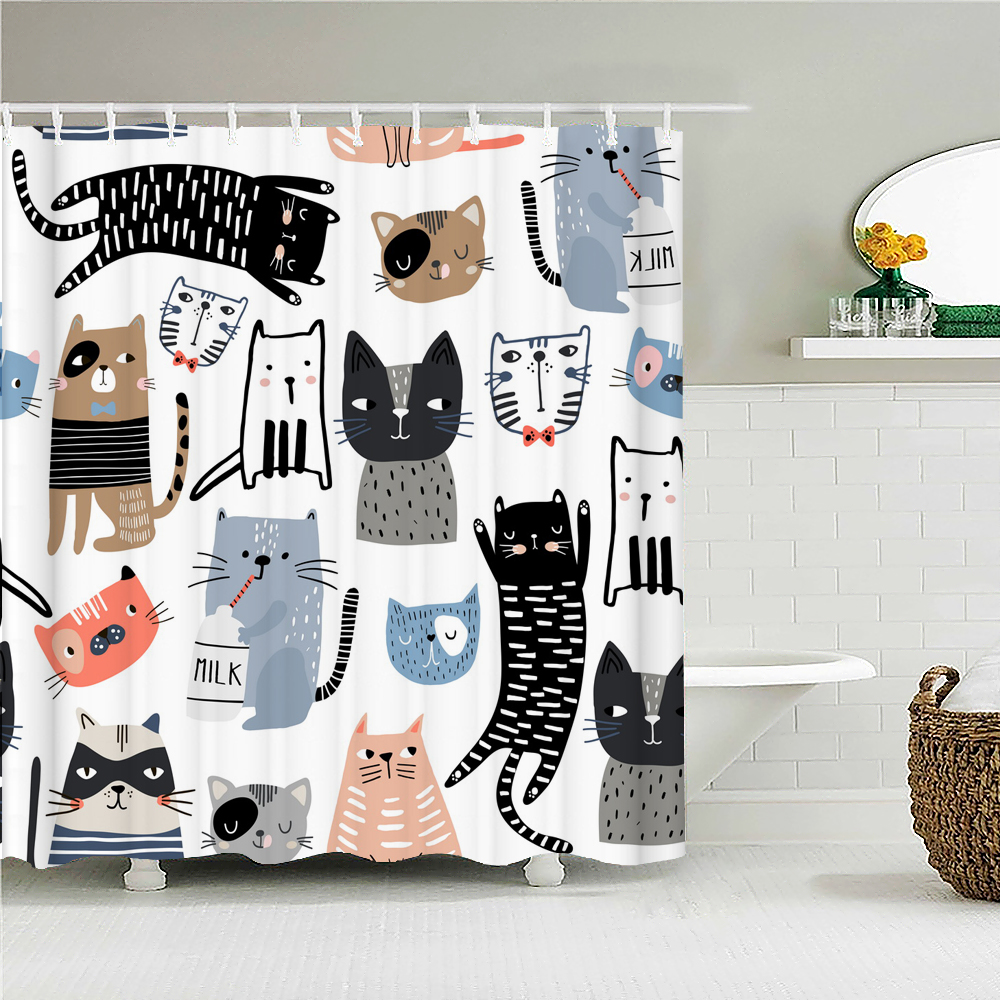 3d Cartoon Animals Map Bathroom Curtains Shower Curtains Print ...