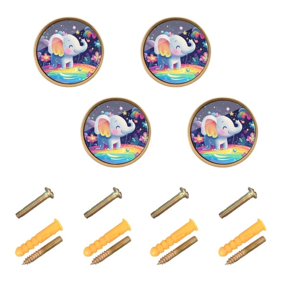 3d Cartoon Style Elephant Cabinet Furniture Knobs Drawer Metal Pulls 1.26in Acrylic Zinc Alloy Dual Screw Set