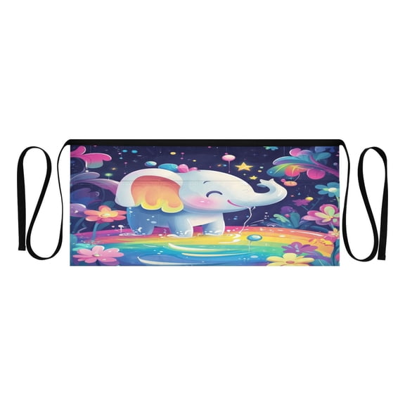 3d Cartoon Style Elephant Multi Pocket Short Apron Waterproof, Adjustable 96.5in Belt for various occasions