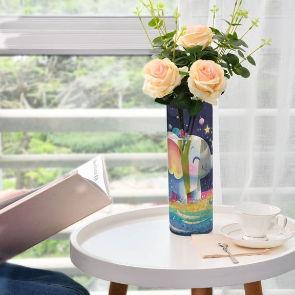 3d Cartoon Style Elephant Plastic Vase 11.8'' x 3.9'' Transparent Non Breakable Decorative for Family