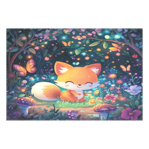 3d Cartoon Style Fox 12x18in Heat-Resistant Non-Slip Place Mat, Durable and Wrinkle-Resistant