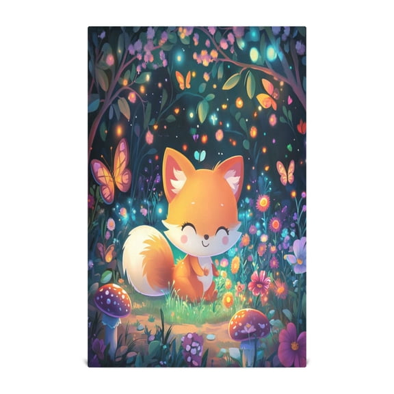 3d Cartoon Style Fox Decorative Waffle Towel Kitchen Dishcloth 28x18in Multi-Use Tea Towel