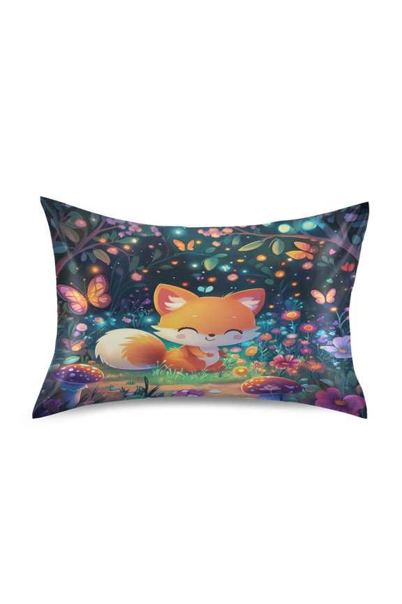 3d Cartoon Style Fox Luxury Silky Soft Pillowcase Standard Size Wrinkle Resistant Envelope Closure 20x26in