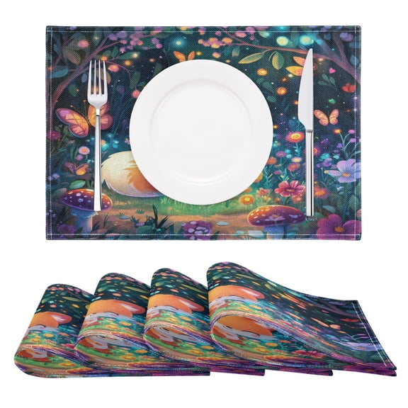 3d Cartoon Style Fox Reversible Placemat Non Slip Coffee Mat 18x12 Inch for Dining, Kitchen, Coffee
