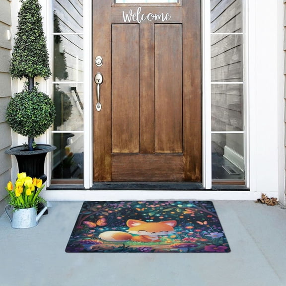 3d Cartoon Style Fox Outdoor Doormats NonSlip Bath Rugs Absorbent Muddy Dirt Resist Door Mats 32''x20''