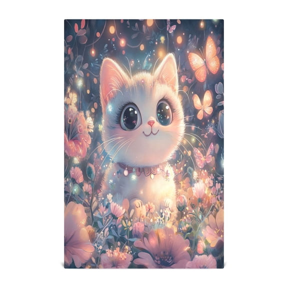 3d Cartoon Style Kitten Decorative Waffle Towel Kitchen Dishcloth 28x18in Multi-Use Tea Towel