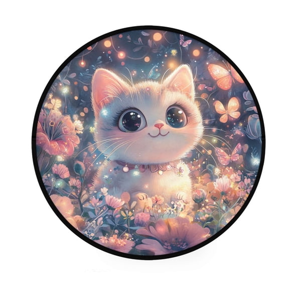 3d Cartoon Style Kitten Memory Foam Bath Mat 36" Absorbent Rug with Non Slip Base and 4 Bonus Pads