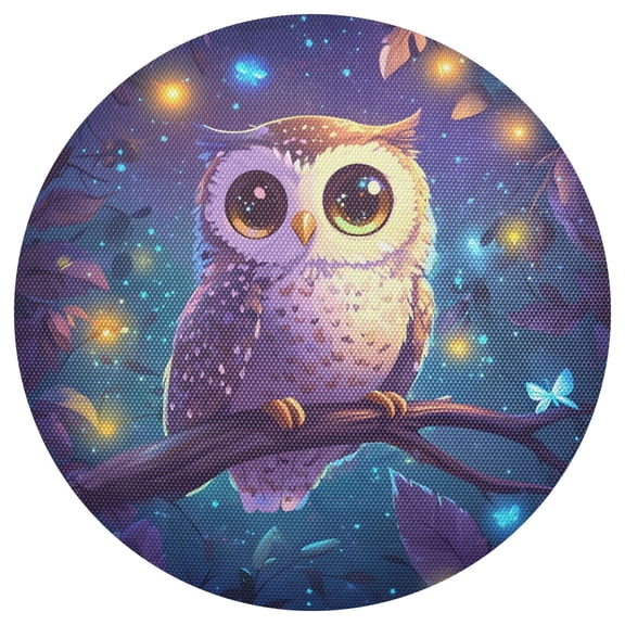 3d Cartoon Style Owl 15.4in Diameter PVC Plate Mat, Heat-Resistant and Cuttable, Kitchen Decor