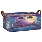 3d Cartoon Style Owl Open Home Storage Bins Foldable Metal Frame Shelf Baskets 16.9x11.4x7.7in Water-Resistant