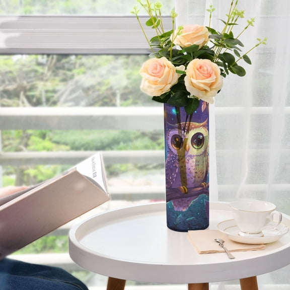 3d Cartoon Style Owl Plastic Vase 11.8'' x 3.9'' Transparent Non Breakable Decorative for Family