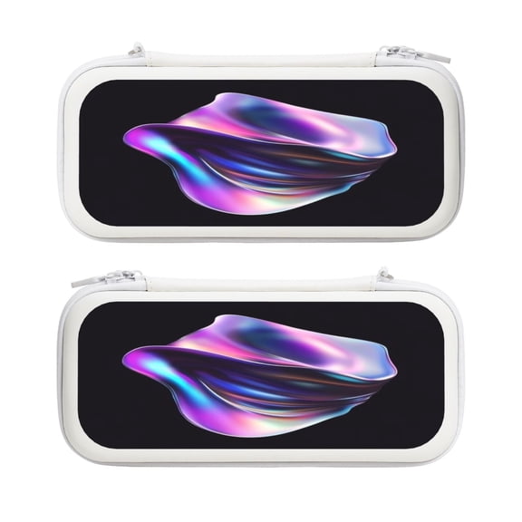 3d Chrome Shape (4), Carrying Case For Nintendo Switch & OLED Version, Eva Lightweight Shockproof Protective Pouch Case for Game Console & Accessories with 10 Game Card Slot & Wristband, White