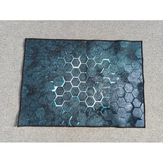 3d Effect Black Geometric Shapes Rugs, Modern Rug, Geometric Shapes Rugs, Salon Rug, Modern Rug Pattern Rugs, Salon Decor Rugs, Black Rugs, 3.3'x9.2' - 100x280 cm