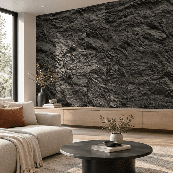3d Faux Stone Pu Wall Panels 4 Pack Cement Texture Black