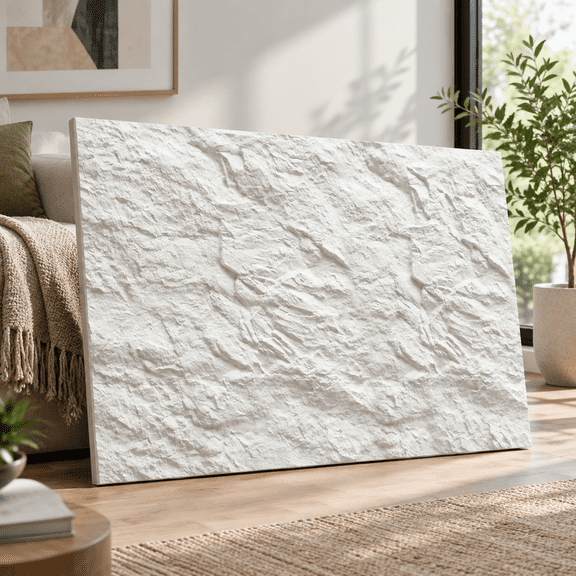 3d Faux Stone Pu Wall Panels 4 Pack Cement Texture White