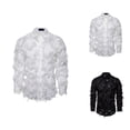 thumbnail image 1 of 3d Feather Dress Shirt for Men Long Sleeve Button Down Collared Shirts Party Prom Shirt, 1 of 4