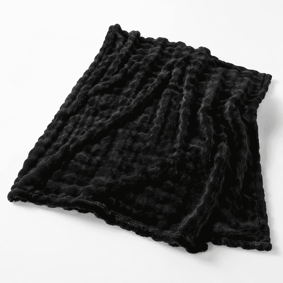 3d Fleece Bubble Queen Size Blanket Black 90"x90"