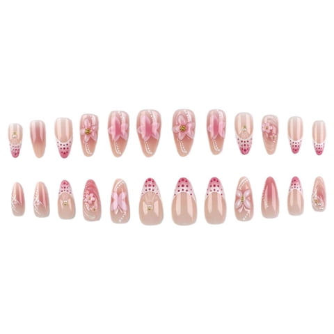 3d Flower Nail Stickers with Almond Shape, Peel and Apply Design for Romantic and Beautiful Fingertip Art