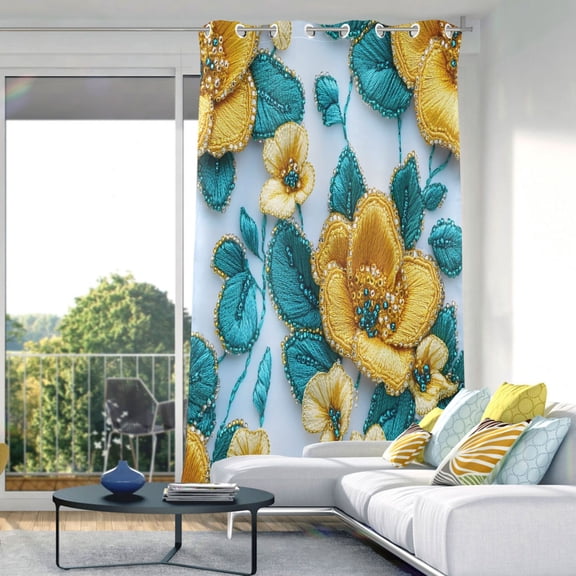 3d Flowers Blackout Curtains 84"x42" Thermal Insulated Curtain 1 Panel