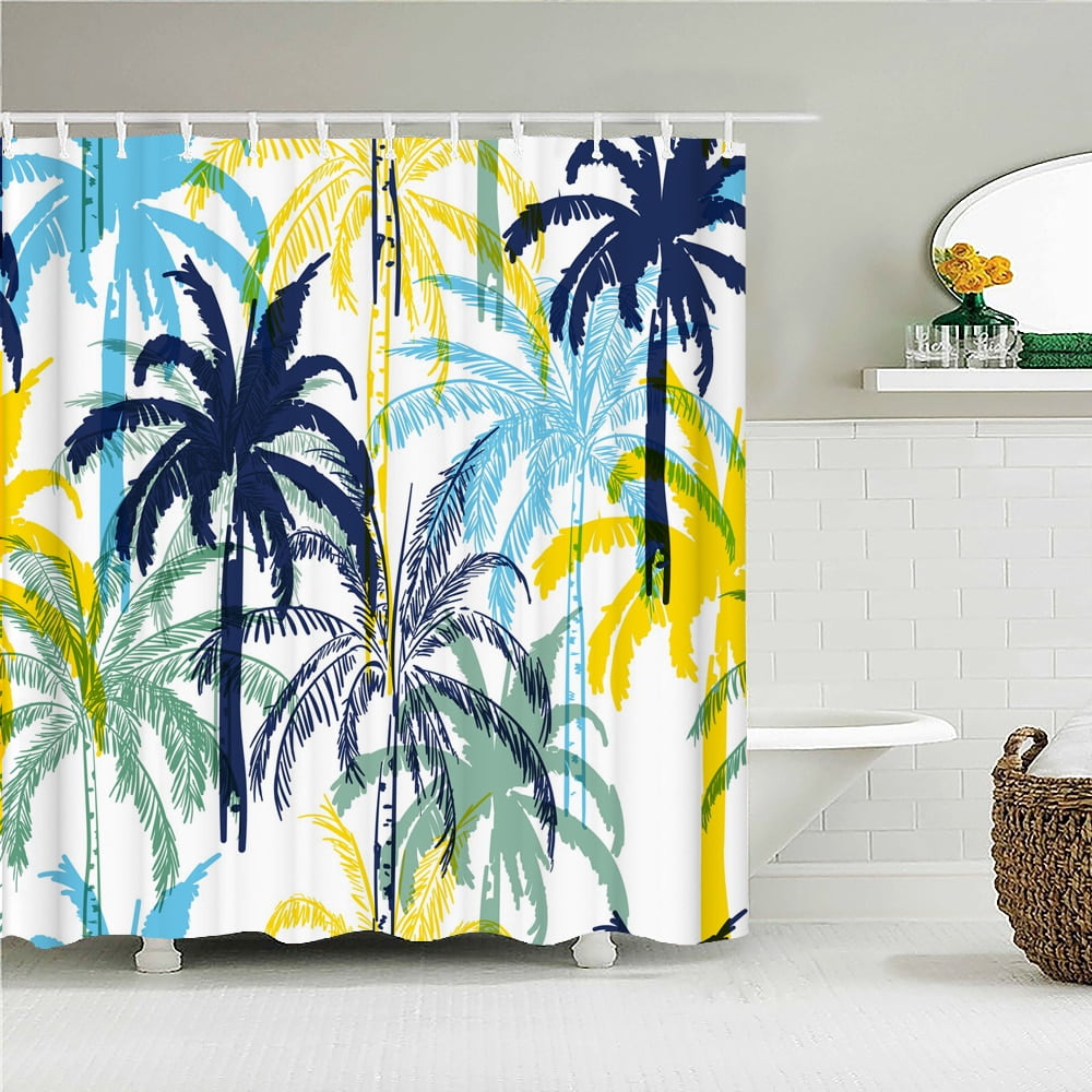 3D Fresh Green Plants leaf Print Nordic Style Shower Curtain Set Hook ...