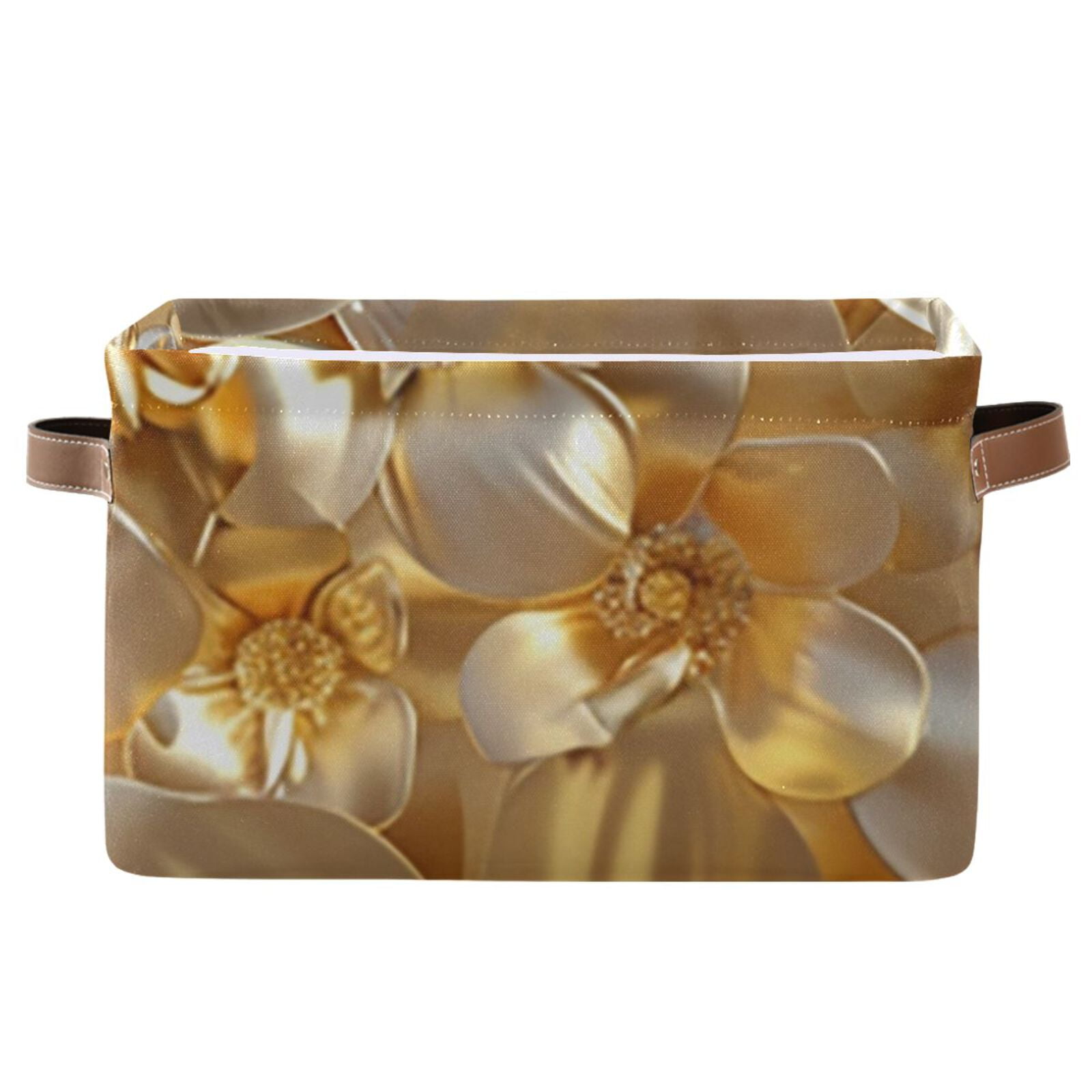 3d Gold Flowers Storage Bins Baskets With Handles Storage Box Clothes Organizer Organization Toys
