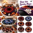 thumbnail image 1 of 3d Halloween Rugs Optical Illusion Rug Round Skeleton Vortex Design, 3d Haunted Staircase Round Rug Series, Non Slip Polyester Floor Mat, Entryway Decor, Black, 1 Pack, 1 of 7
