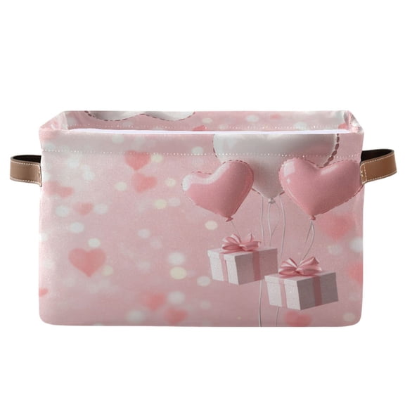 3d Heart-shaped Balloons Foldable Storage Basket,Canvas Fabric Foldable Storage Bins with Handles Open Home Storage Bins Boxes for Toy Book Shelf Closet Baskets
