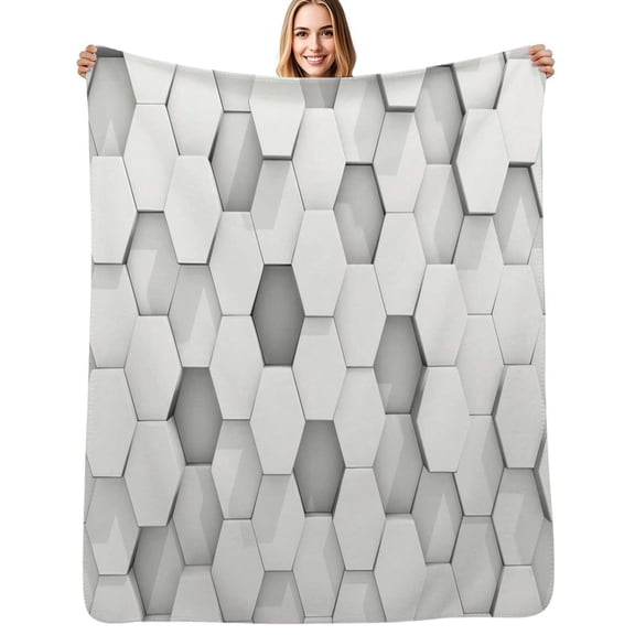 3d Hexagon Tile Brick Pattern Flannel Blanket Warm Soft Bedding Throws Winter Camping Chair Sofa Bed