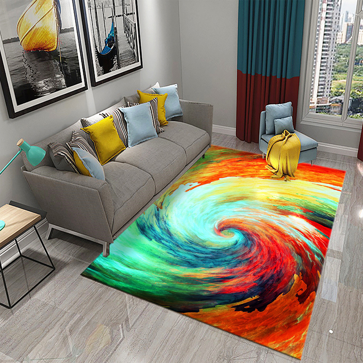 3d Ink Painting Carpet Watercolor Abstract Oil Painting Rug Bedroom
