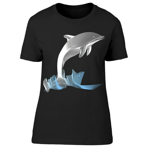 3d Line Art Dolphin Design  T-Shirt Women -Image by Shutterstock, Female x-Large