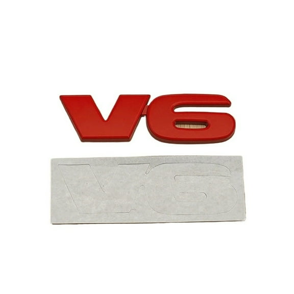 3d Metal Chrome Red Black Letter V6 Logo Car Rear Trunk Sticker Badge Adhesive Emblem Accessories