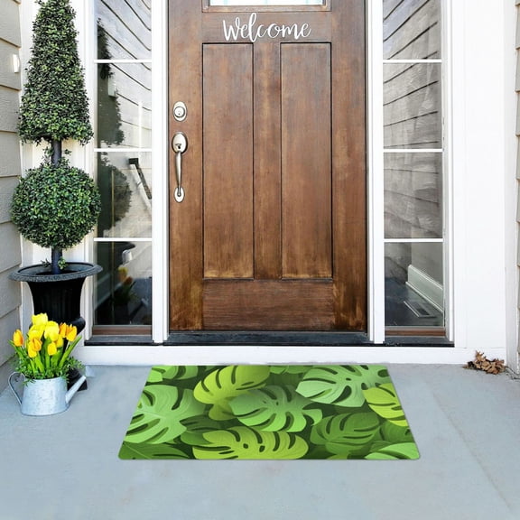 3d Monstera Leaves Doormats Welcome Mats Gate Pads Entryway Outdoor 32" x 20"