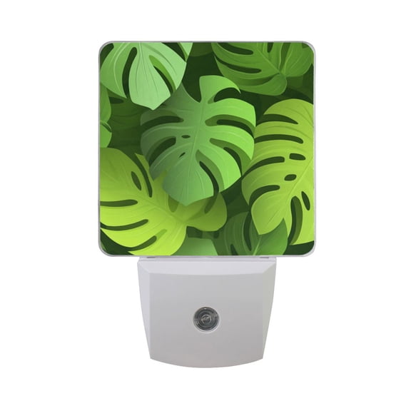 3d Monstera Leaves LED Night Light with Smart Sensor Plug Into Wall Dusk to Dawn 2 packs