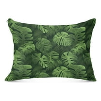3d Monstera Leaves Plush Pillow Cases Standard Size Ultra Soft Warm Pillowcases with Zipper 20"x26"