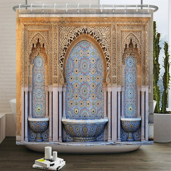 3d Moroccan style Shower Curtain European Architectural landscape Printed Waterproof Polyester Bathroom Curtain Decor With