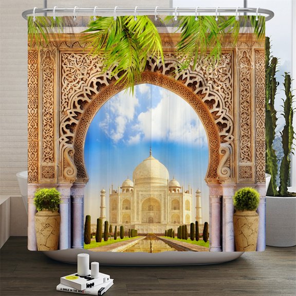 3d Moroccan style Shower Curtain European Architectural landscape Printed Waterproof Polyester Bathroom Curtain Decor With