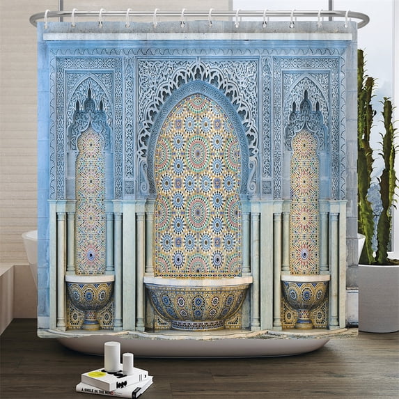 3d Moroccan style Shower Curtain European Architectural landscape Printed Waterproof Polyester Bathroom Curtain Decor With