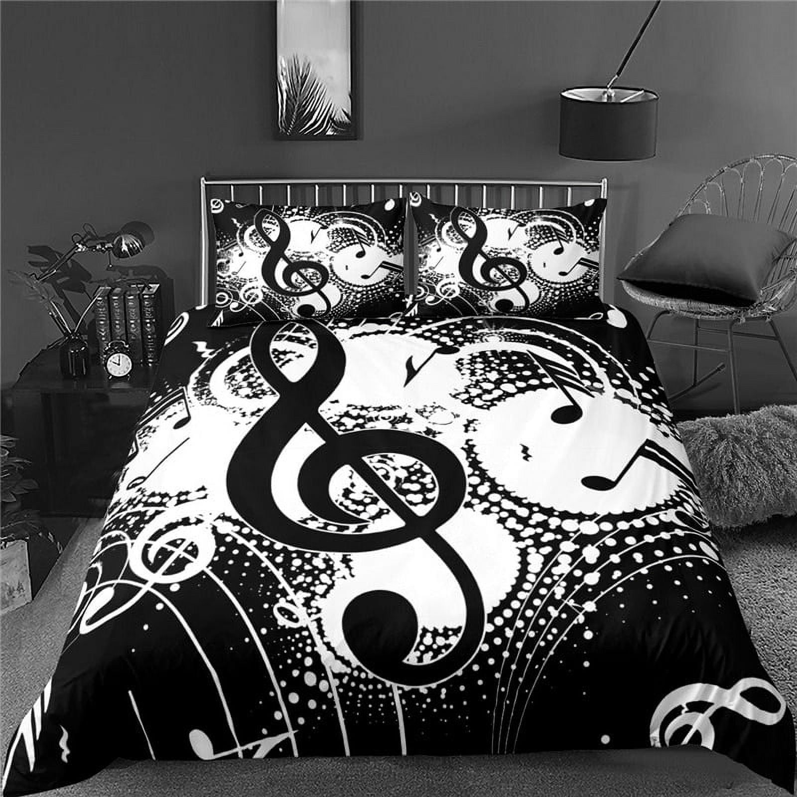 3d Music Notes Guitar Duvet Cover Set for Teens Adults Bedroom Decor 2