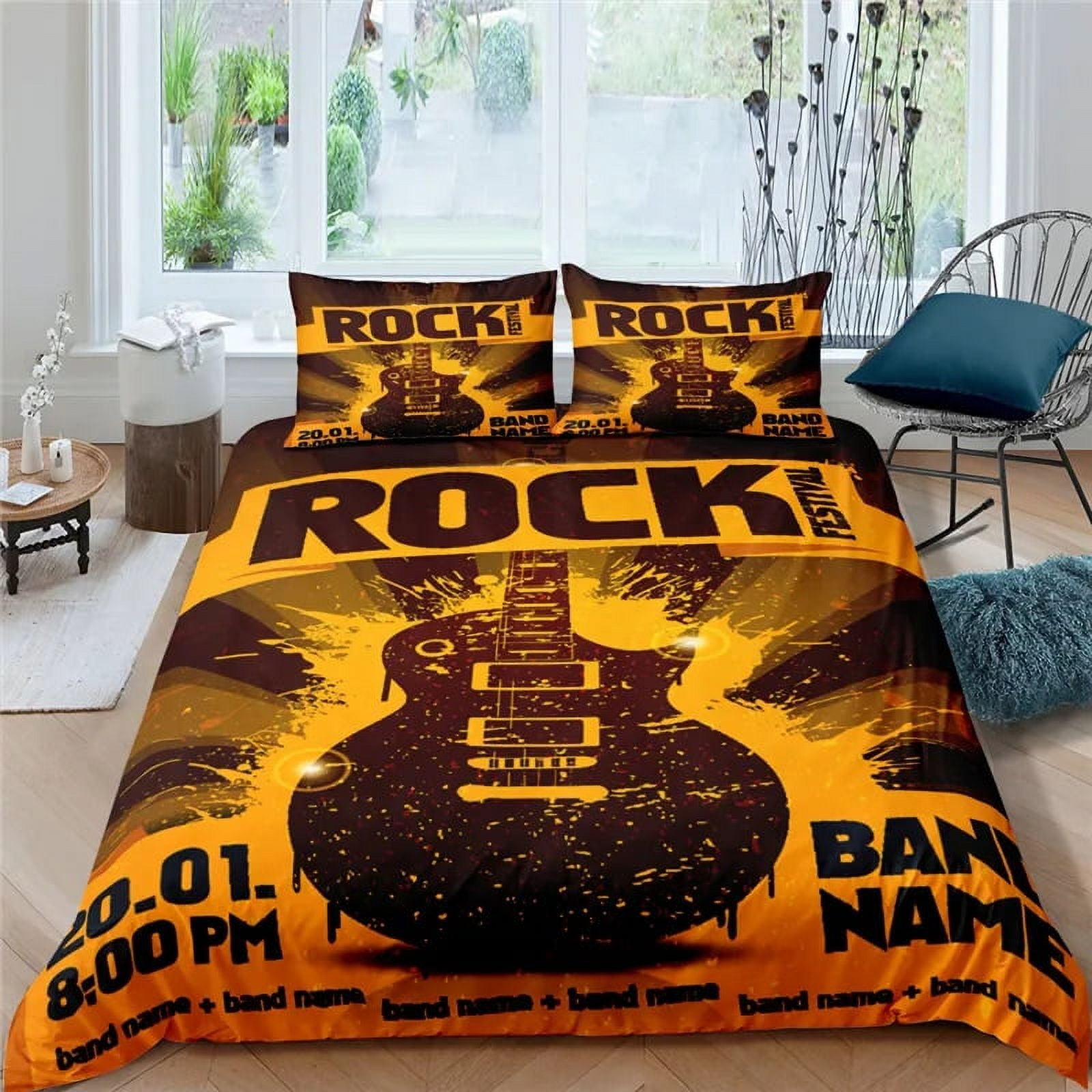 3d Music Notes Guitar Duvet Cover Set for Teens Adults Bedroom Decor 2