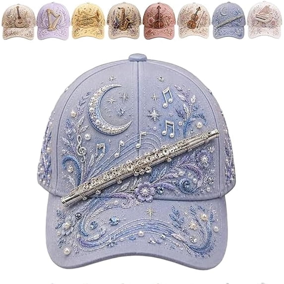 3d Musical Instrument Embroidery Cap, 3d Musical Instrument Embroidered Baseball Cap For Women Style Alternative, Printed Raised Dimensional Effects, Outdoor Travel Streetwear Hat