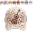 thumbnail image 1 of 3d Musical Instrument Embroidery Cap, 3d Musical Instrument Embroidered Baseball Cap For Women Style Alternative, Printed Raised Dimensional Effects, Outdoor Travel Streetwear Hat, 1 of 7