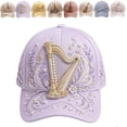 thumbnail image 1 of 3d Musical Instrument Embroidery Cap, 3d Musical Instrument Embroidered Baseball Cap For Women Style Alternative, Printed Raised Dimensional Effects, Outdoor Travel Streetwear Hat, 1 of 7