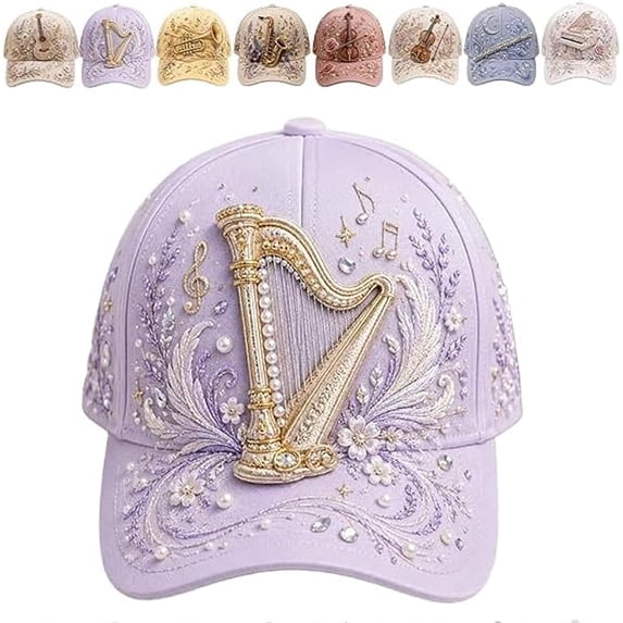 3d Musical Instrument Embroidery Cap, 3d Musical Instrument Embroidered Baseball Cap For Women Style Alternative, Printed Raised Dimensional Effects, Outdoor Travel Streetwear Hat