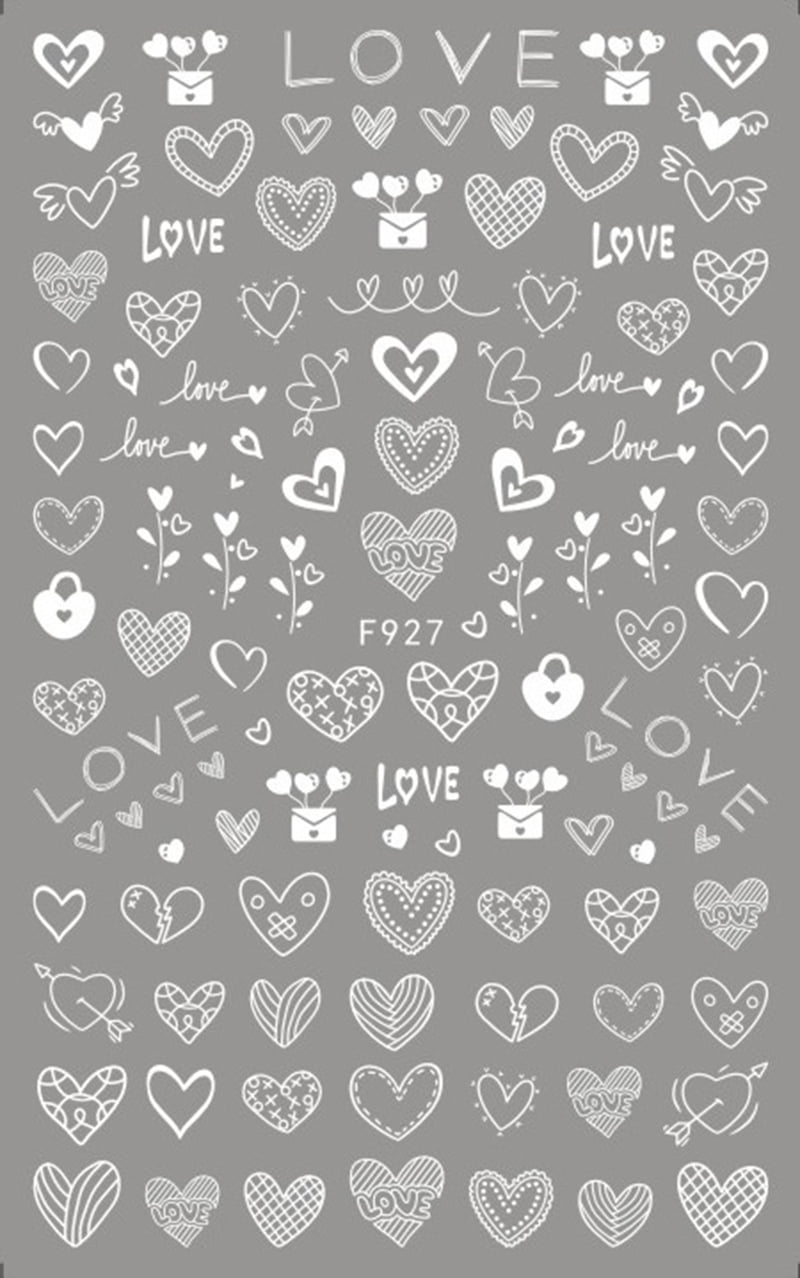 3d Nail Art Stickers Geometric Lines Faces Love Hearts Letters Leaves Stars Adhesive Sliders Nail Decals Decoration For Manicure