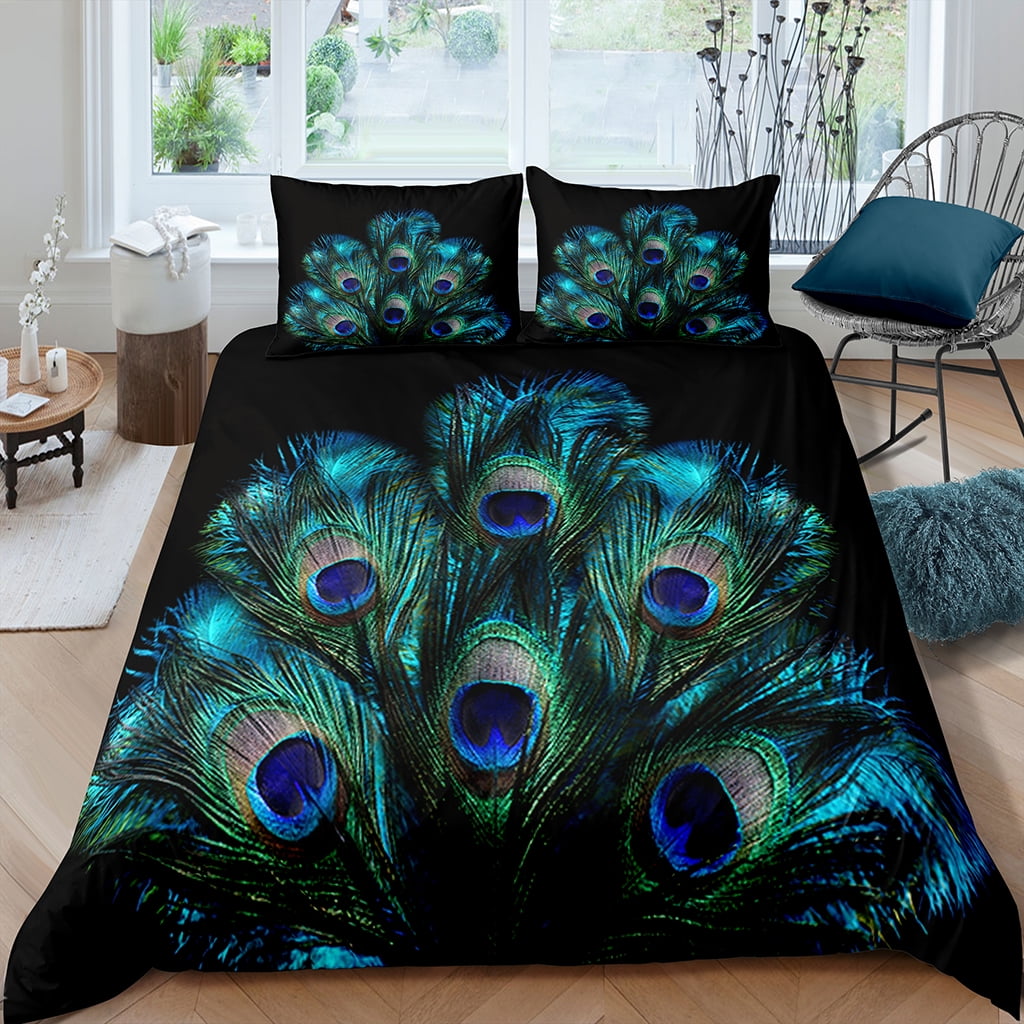 3d Peacock Feathers Printing Bedclothes Bedding Set Fashionable Duvet