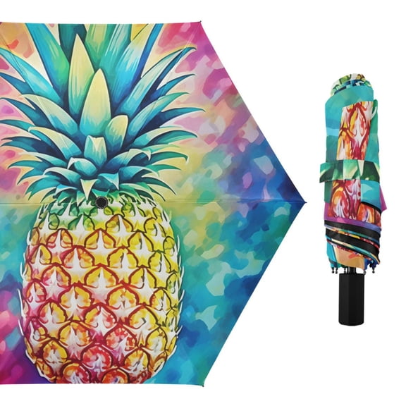 3d Pineapple Compact Sun Umbrella Windproof Travel Umbrellas for Rain Strong Portable UV Protection